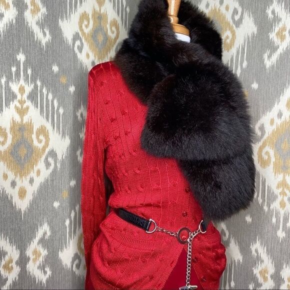 Ralph Lauren Black Label * Brown Opossum Fur Pull Through Scarf - Picture 15 of 16